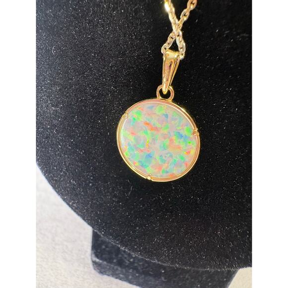 Moissanite Opal Tree of Life Necklace- 14k Vermeil over 925 - Picture 9 of 10